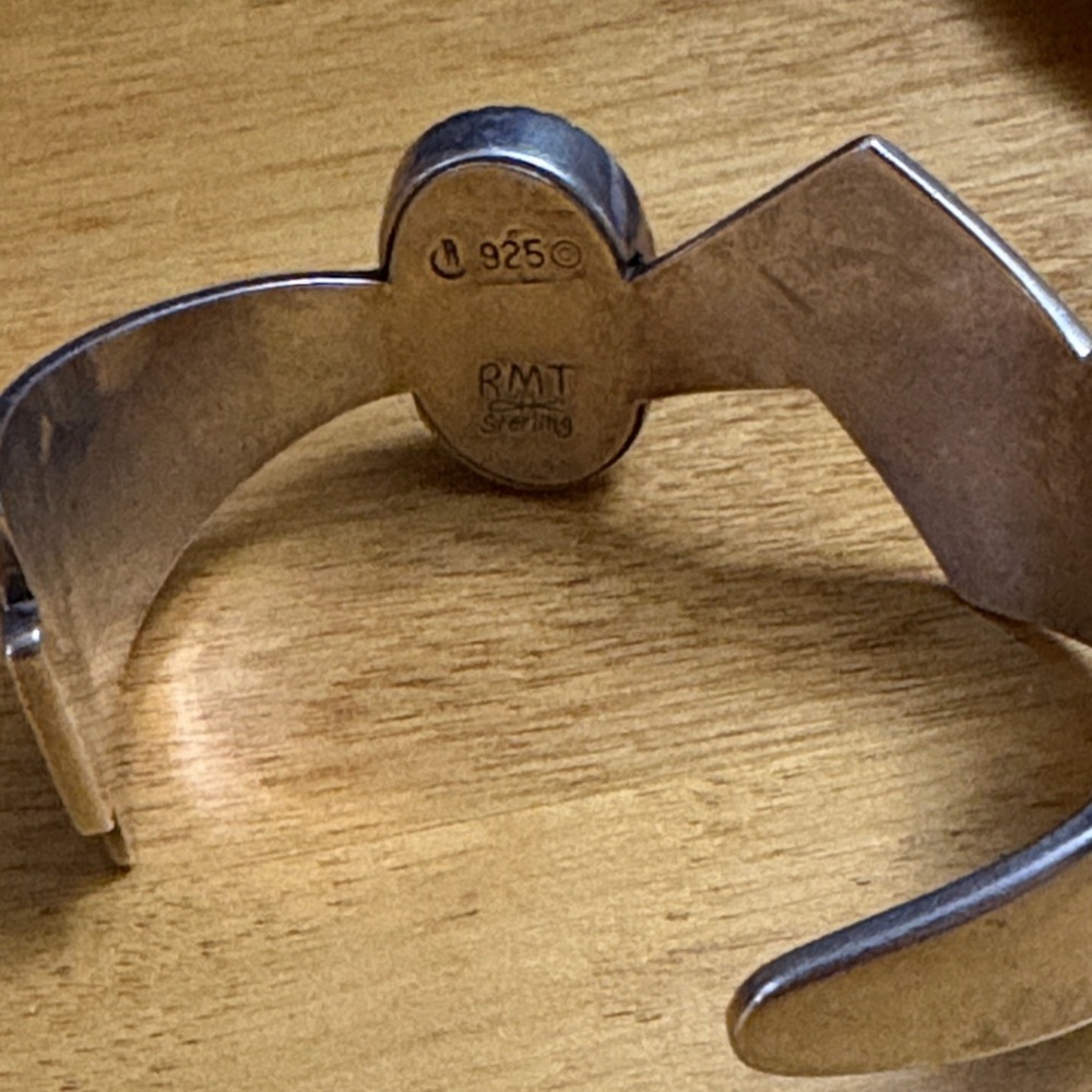 SOLD Sterling RMT X Carolyn Pollack Relios Morning Star Genuine Stone Inlay Cuff - Picture 8 of 14